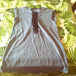 Lace up front blue dress